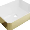 Vasque à poser rectangulaire, céramique 48x37x13 cm Blanc/or