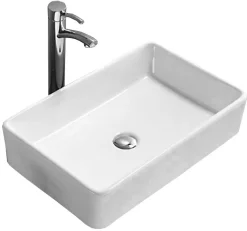 Vasque à poser rectangulaire, céramique 61x41x11,5 cm Blanc