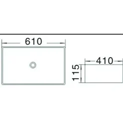 Vasque à poser rectangulaire, céramique 61x41x11,5 cm Blanc
