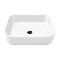 Vasque à poser rectangulaire en céramique blanc brillant L48xl37xProfondeur 13cm - SANIZEO Vesta.