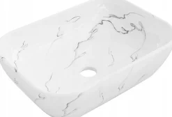 Vasque à poser rectangulaire, céramique 45,5x32,5x13,5 cm Blanc/gris