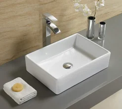 Vasque à poser rectangulaire, céramique 47x33x12 cm, Blanc