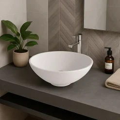 Vasque à poser ronde 38 cm en Solid surface - Coppa