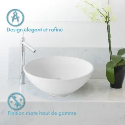 Vasque à poser ronde 38 cm en Solid surface - Coppa