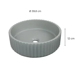 Vasque à poser ronde béton texturé vert 39,8cm