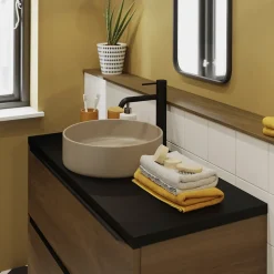 Vasque à poser ronde céramique beige mat GoodHome Samal