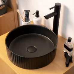 Vasque à poser ronde céramique noir mat Ø36 x H.12 cm Homesight Linea