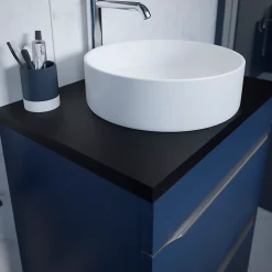 Vasque à poser ronde céramique blanc mat GoodHome Samal