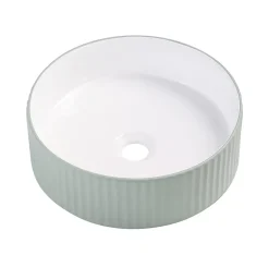 Vasque à poser ronde céramique vert sauge mat et brillant Ø36 x H.12 cm Homesight Linea