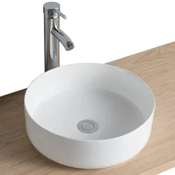Vasque à poser ronde céramique blanc brillant Ø36 x H.12 cm Homesight Romeo