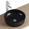 Vasque à poser ronde céramique imitation marbre noir Lou