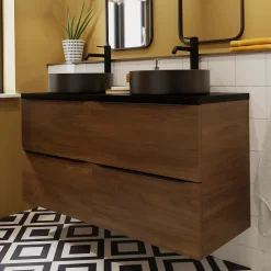 Vasque à poser ronde céramique noir mat GoodHome Samal