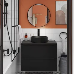 Vasque à poser ronde céramique noir mat GoodHome Samal