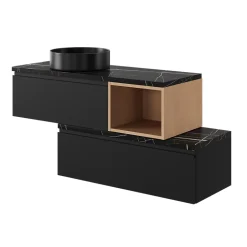 Vasque à poser ronde céramique noir mat GoodHome Samal