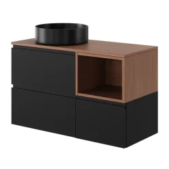 Vasque à poser ronde céramique noir mat GoodHome Samal