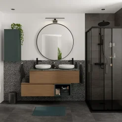 Vasque à poser ronde céramique noir mat GoodHome Samal