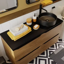 Vasque à poser ronde céramique noir mat GoodHome Samal