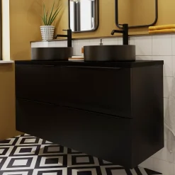 Vasque à poser ronde céramique noir mat GoodHome Samal