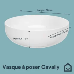 Vasque à poser ronde céramique blanc brillant GoodHome Cavally