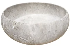 Vasque à poser ronde en céramique effet marbre gris Sora Ondee