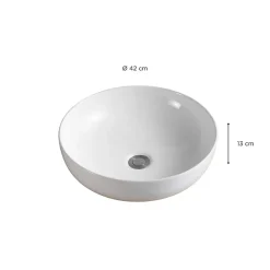 Vasque à poser ronde en céramique blanche 42cm
