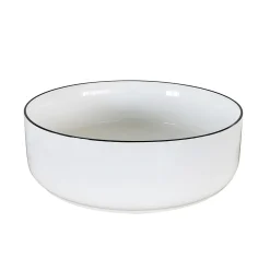 Vasque à poser ronde en céramique blanc et noir Kala