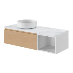 Vasque à poser ronde en résine blanche Ø38 x H.12 cm GoodHome Apanas