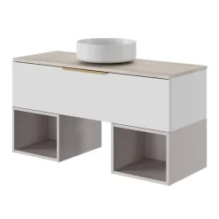 Vasque à poser ronde en résine blanche Ø38 x H.12 cm GoodHome Apanas
