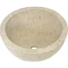 Vasque à poser ronde en travertin l.40,6xH.15 cm, Casa Linéa Aline