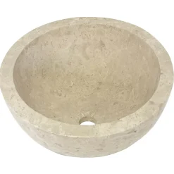 Vasque à poser ronde en travertin l.40,6xH.15 cm, Casa Linéa Aline