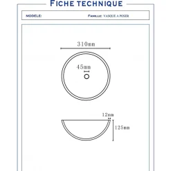 Vasque à poser ronde petit diamètre 31 cm en verre transparent