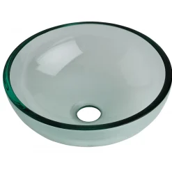 Vasque à poser ronde petit diamètre 31 cm en verre transparent