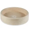 Vasque à poser ronde plate Travertin Beige 40x10 cm - RO'MA NATURE