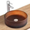 Vasque à poser ronde verre fumé miel Ø36 x H.12 cm Homesight Bali