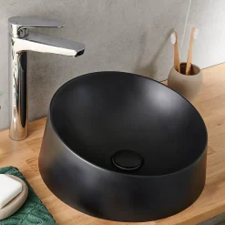 Vasque à poser résine GoodHome Allos Noir
