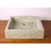 Vasque à poser timbre crème moucheté carrée en Terrazzo pour salle de bain