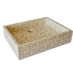Vasque à poser timbre crème moucheté carrée en Terrazzo pour salle de bain