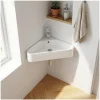 Vasque à suspendre d'angle en céramique blanche 42,5cm