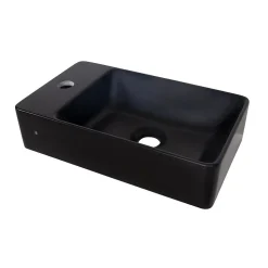 Vasque à suspendre ou à poser rectangulaire en résine noire 40x23cm