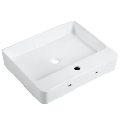 Vasque à suspendre ou poser en céramique l.60 x H.12 x P.49 cm, blanc, Homesight Andy