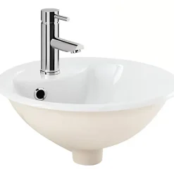 Vasque a encastrer par dessus céramique traditionnelle SANINDUSA Anna blanc (robinet non inclus)