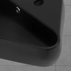 Vasque a poser noir ceramique lave-main Evier pour salle de bain 450x270x130 mm
