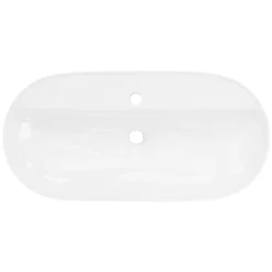 Vasque a poser ovale blanc en ceramique lavabo pour salle de bain 800x400x120 mm