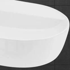 Vasque a poser ovale blanc en ceramique lavabo pour salle de bain 800x400x120 mm
