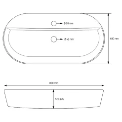 Vasque a poser ovale blanc en ceramique lavabo pour salle de bain 800x400x120 mm