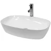 Vasque a poser salle de bain lavabo bol ovale blanc en ceramique 605x380x180 mm