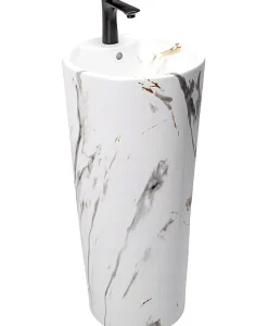 Vasque Autoportante Rea Blanka Marble White Round