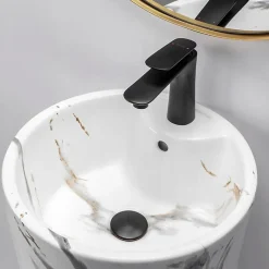 Vasque Autoportante Rea Blanka Marble White Round