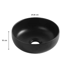 Vasque bol en céramique diamètre 26 x H.12 cm, noir, Homesight