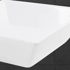 Vasque carré ceramique blanc lavabo a poser sur plan de toilette 410x410x120 mm